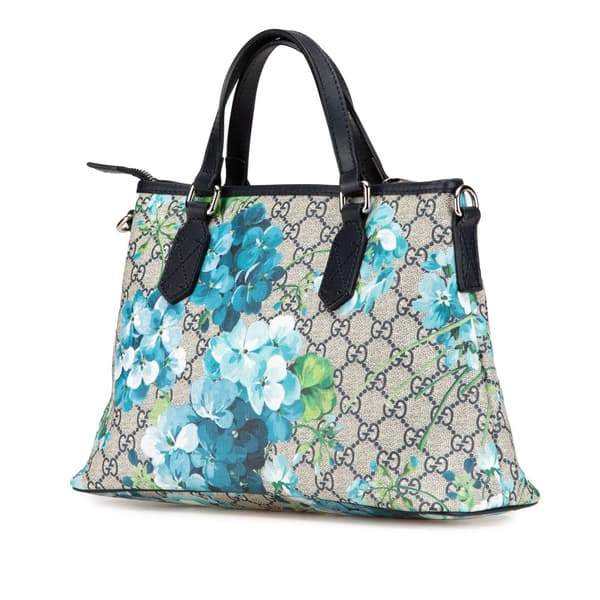 Pre-owned Gucci GG Supreme Blooms Satchel Brown