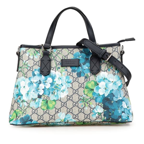 Pre-owned Gucci GG Supreme Blooms Satchel Brown