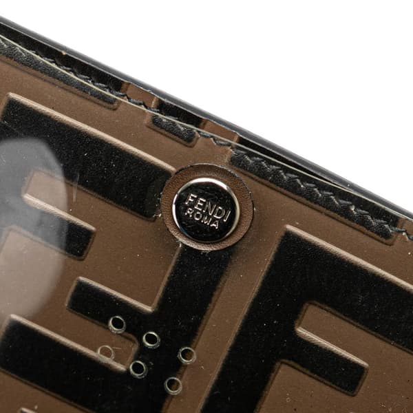 Pre-owned Fendi Zucca Embossed Leather Phone Holder Satchel Brown