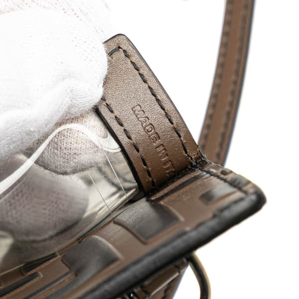 Pre-owned Fendi Zucca Embossed Leather Phone Holder Satchel Brown