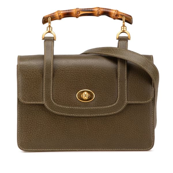 Pre-owned Gucci Leather Bamboo Satchel Brown