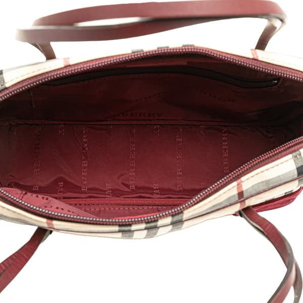 Pre-owned Burberry House Check Canvas Handbag Brown