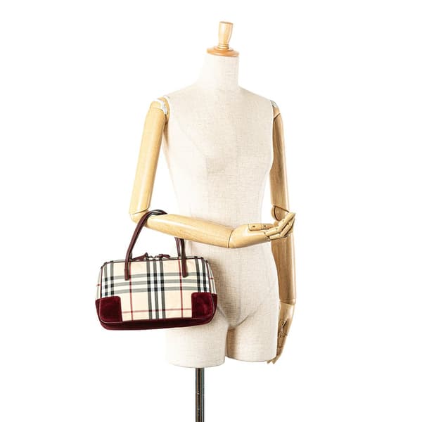 Pre-owned Burberry House Check Canvas Handbag Brown
