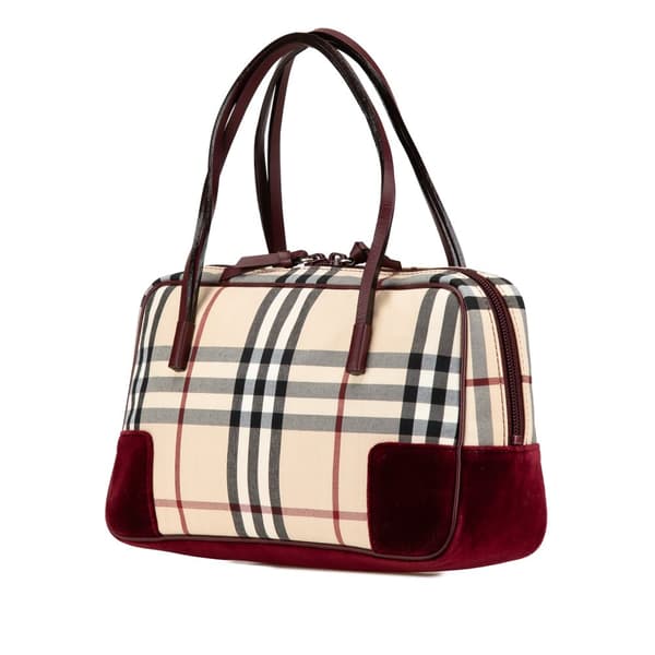 Pre-owned Burberry House Check Canvas Handbag Brown