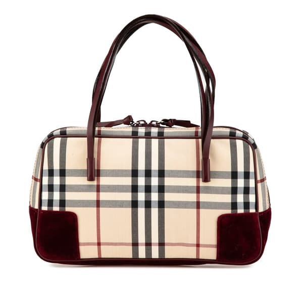 Pre-owned Burberry House Check Canvas Handbag Brown