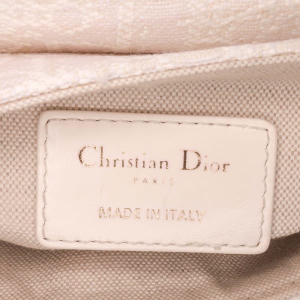 Pre-owned Dior Mini Oblique Canvas Saddle Bag White