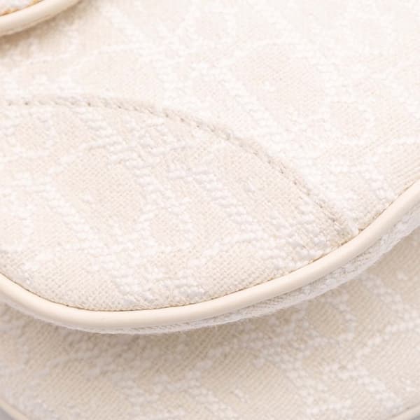 Pre-owned Dior Mini Oblique Canvas Saddle Bag White
