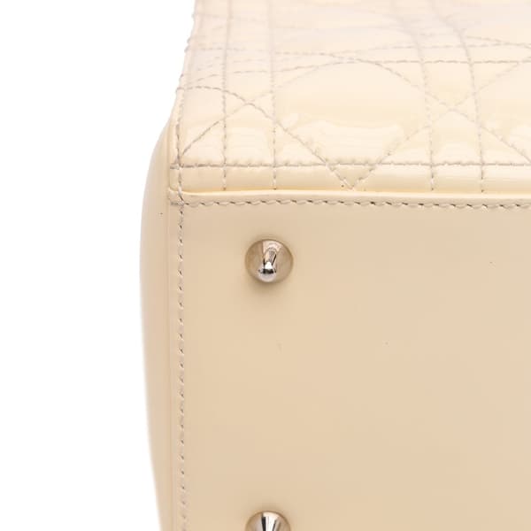 Pre-owned Dior Medium Patent Cannage Lady Dior Brown