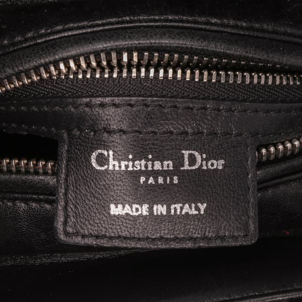 Pre-owned Dior Medium Fabric Lame Lady Dior Black