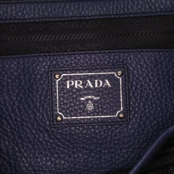 Pre-owned Prada Vitello Daino Open Convertible Tote Blue