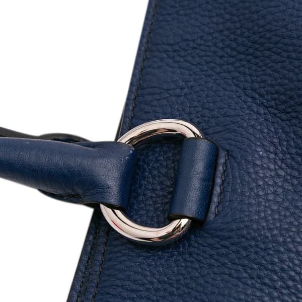 Pre-owned Prada Vitello Daino Open Convertible Tote Blue