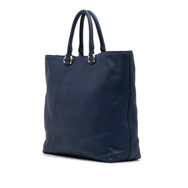 Pre-owned Prada Vitello Daino Open Convertible Tote Blue
