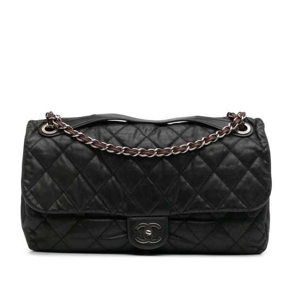 Pre-owned Chanel Jumbo Iridescent Calfskin In The Mix Flap Black