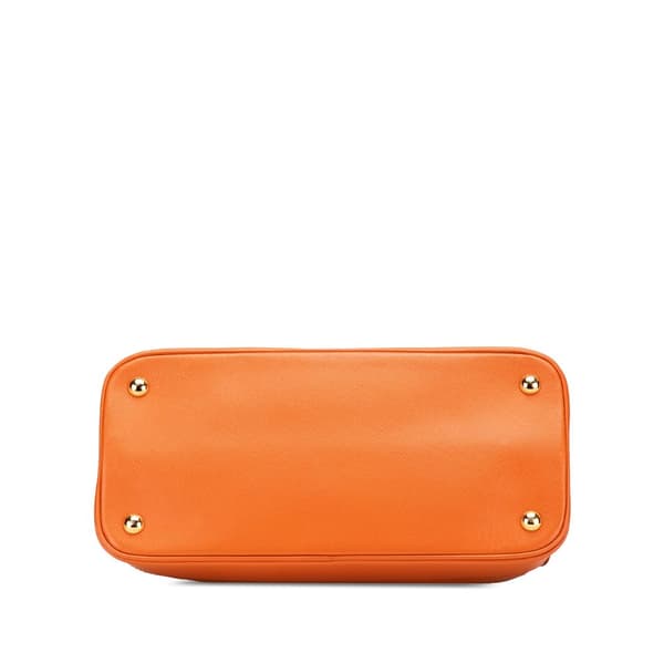 Pre-owned Prada Medium Saffiano Lux Open Promenade Satchel Orange