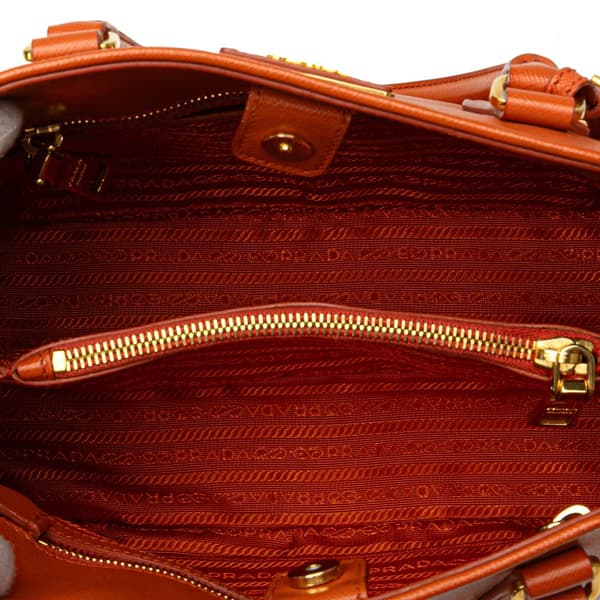 Pre-owned Prada Medium Saffiano Lux Open Promenade Satchel Orange