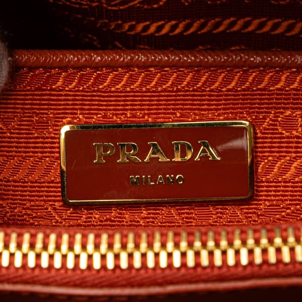 Pre-owned Prada Medium Saffiano Lux Open Promenade Satchel Orange