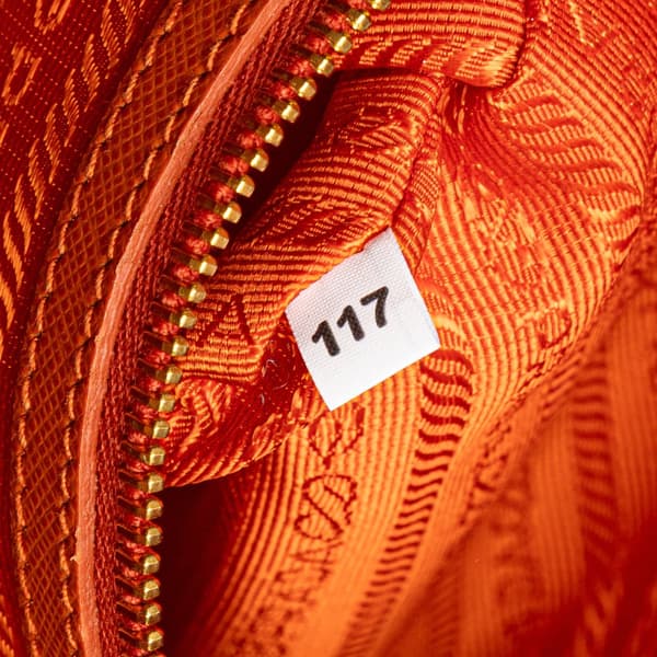 Pre-owned Prada Medium Saffiano Lux Open Promenade Satchel Orange