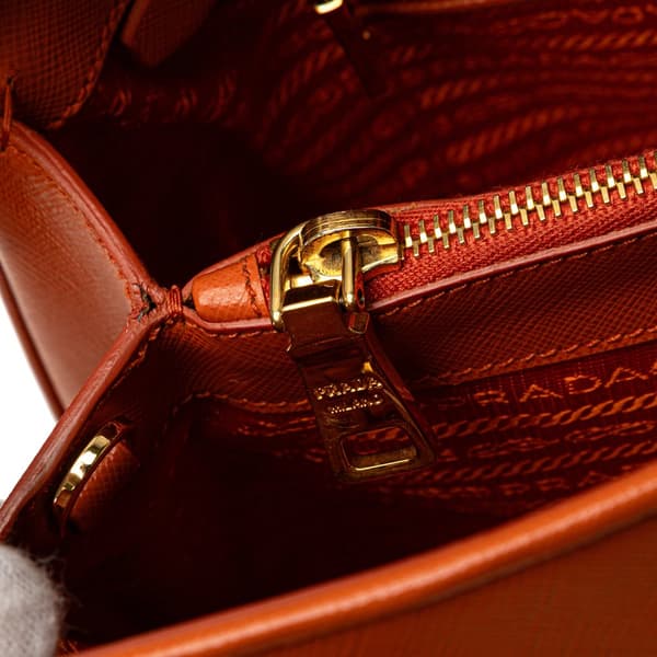 Pre-owned Prada Medium Saffiano Lux Open Promenade Satchel Orange