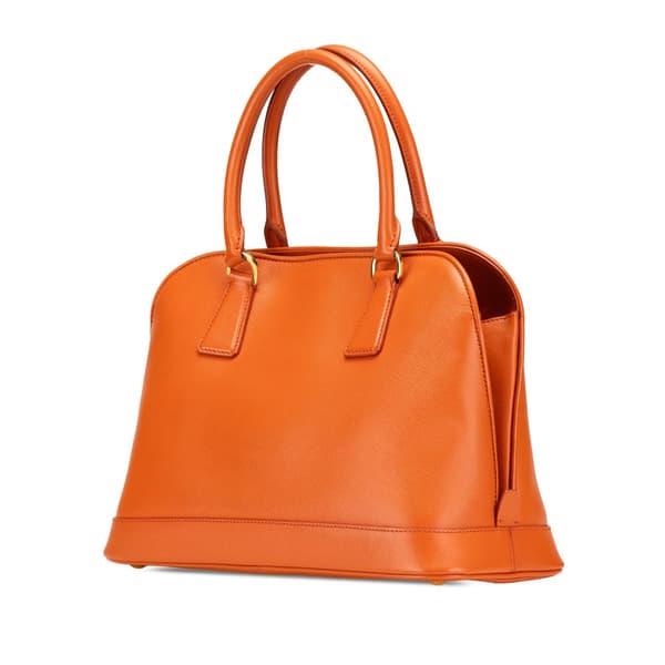 Pre-owned Prada Medium Saffiano Lux Open Promenade Satchel Orange