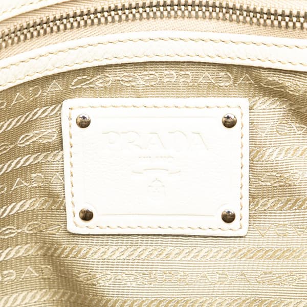 Pre-owned Prada Vitello Daino Open Convertible Tote White