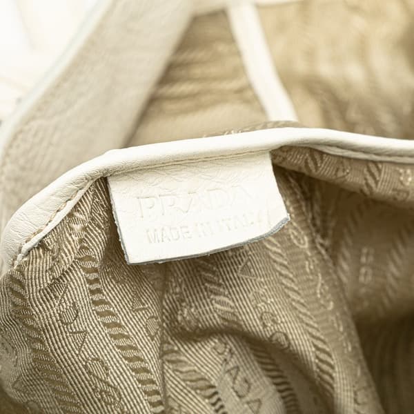 Pre-owned Prada Vitello Daino Open Convertible Tote White
