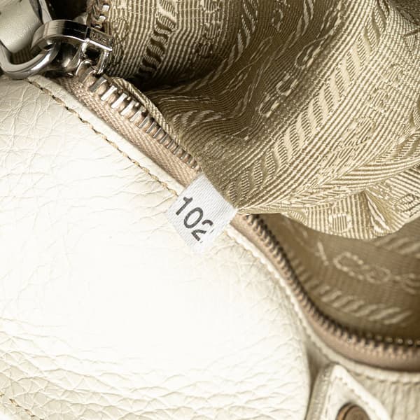 Pre-owned Prada Vitello Daino Open Convertible Tote White