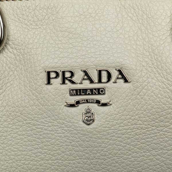 Pre-owned Prada Vitello Daino Open Convertible Tote White