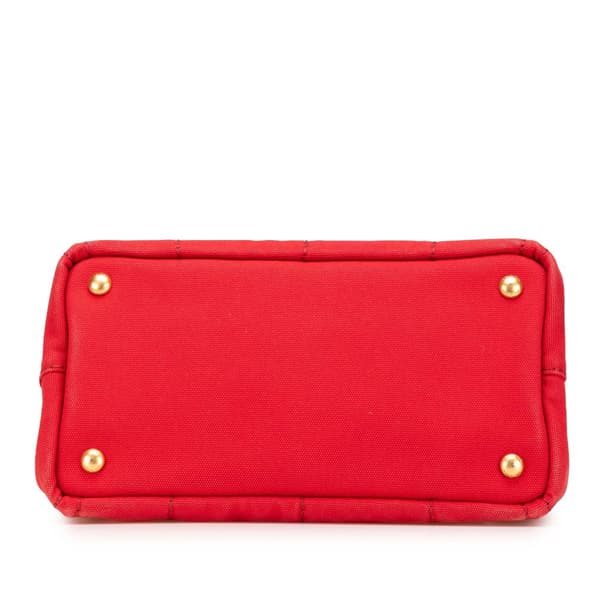 Pre-owned Prada Small Canvas Canapa Logo Satchel Red