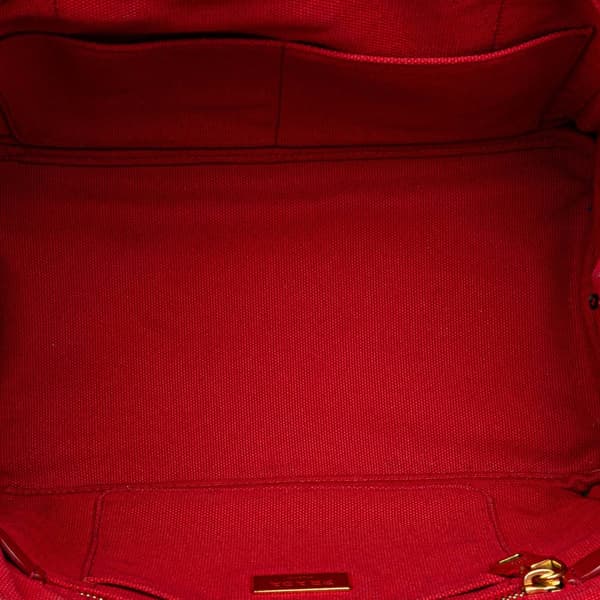 Pre-owned Prada Small Canvas Canapa Logo Satchel Red