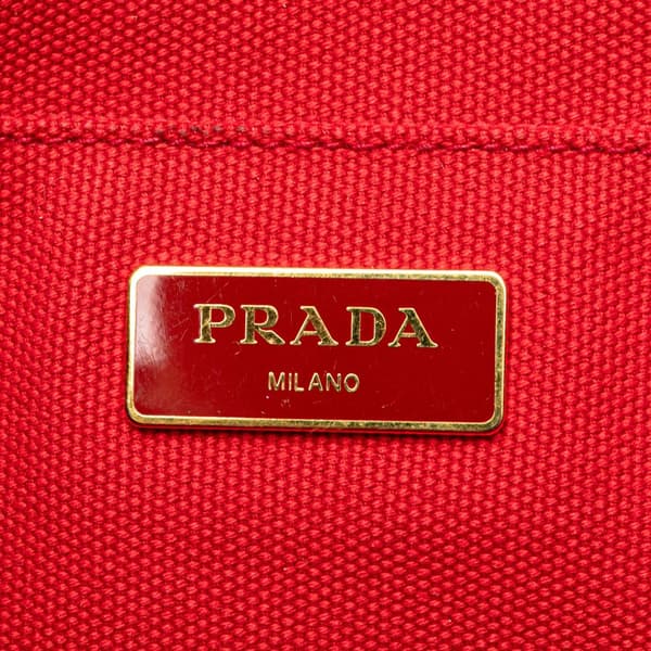 Pre-owned Prada Small Canvas Canapa Logo Satchel Red