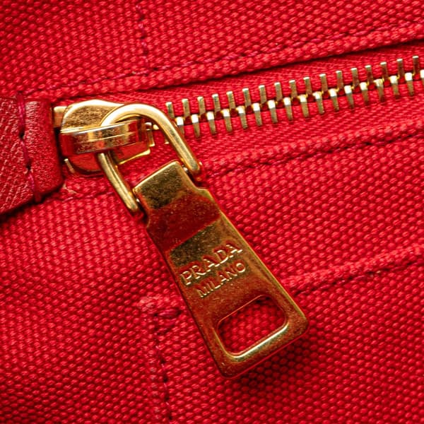 Pre-owned Prada Small Canvas Canapa Logo Satchel Red