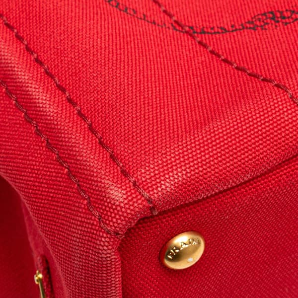 Pre-owned Prada Small Canvas Canapa Logo Satchel Red
