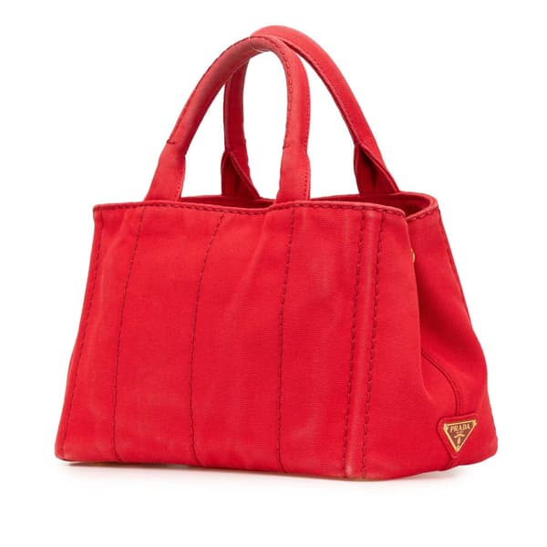 Pre-owned Prada Small Canvas Canapa Logo Satchel Red