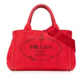 Miniatyrbilde 1 av 10: Pre-owned Prada Small Canvas Canapa Logo Satchel Red