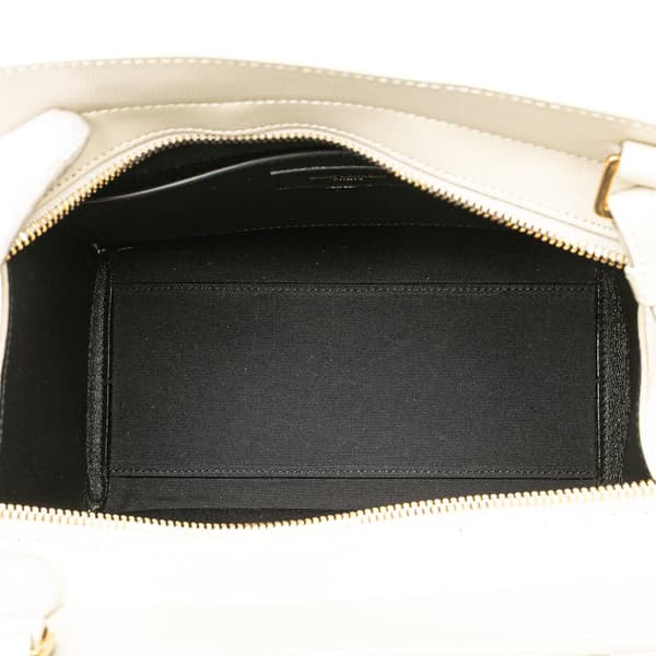 Pre-owned Saint Laurent Small Leather Monogram Uptown Satchel White