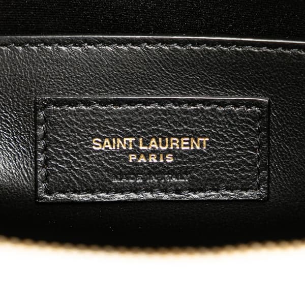 Pre-owned Saint Laurent Small Leather Monogram Uptown Satchel White