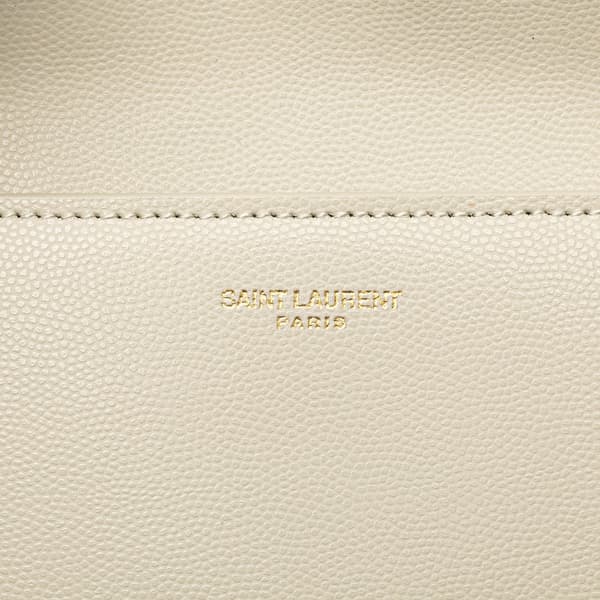 Pre-owned Saint Laurent Small Leather Monogram Uptown Satchel White