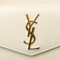 Miniatyrbild 8 av 10: Pre-owned Saint Laurent Small Leather Monogram Uptown Satchel White