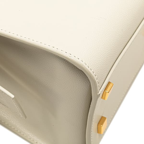 Pre-owned Saint Laurent Small Leather Monogram Uptown Satchel White