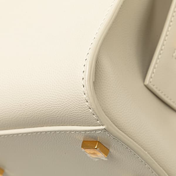 Pre-owned Saint Laurent Small Leather Monogram Uptown Satchel White