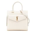 Miniatyrbild 1 av 10: Pre-owned Saint Laurent Small Leather Monogram Uptown Satchel White