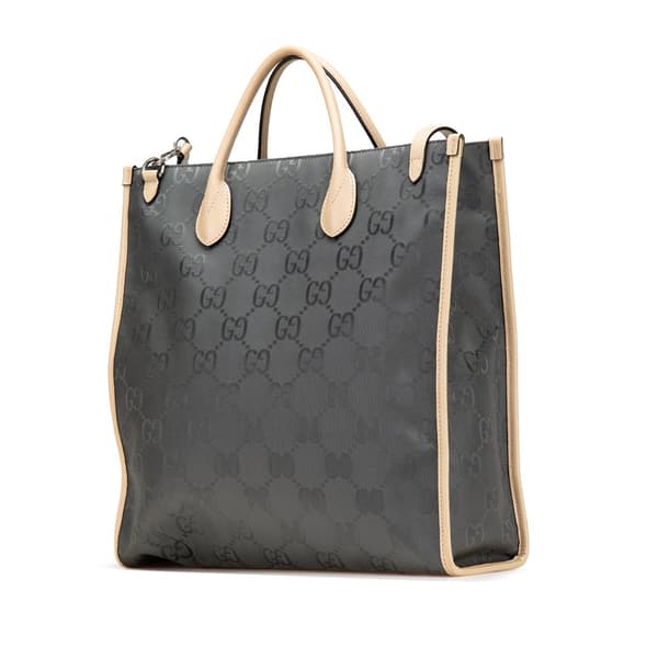 Pre-owned Gucci Medium GG Nylon Off the Grid Convertible Tote Gray