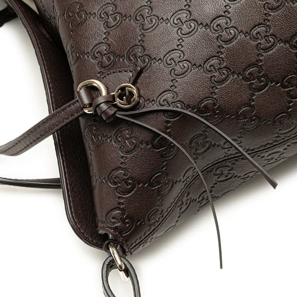 Pre-owned Gucci Medium Guccissima Bree Fold Over Tote Brown