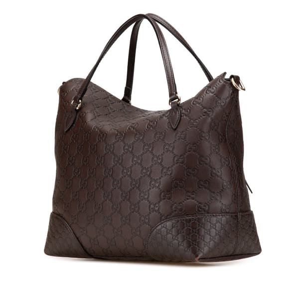 Pre-owned Gucci Medium Guccissima Bree Fold Over Tote Brown