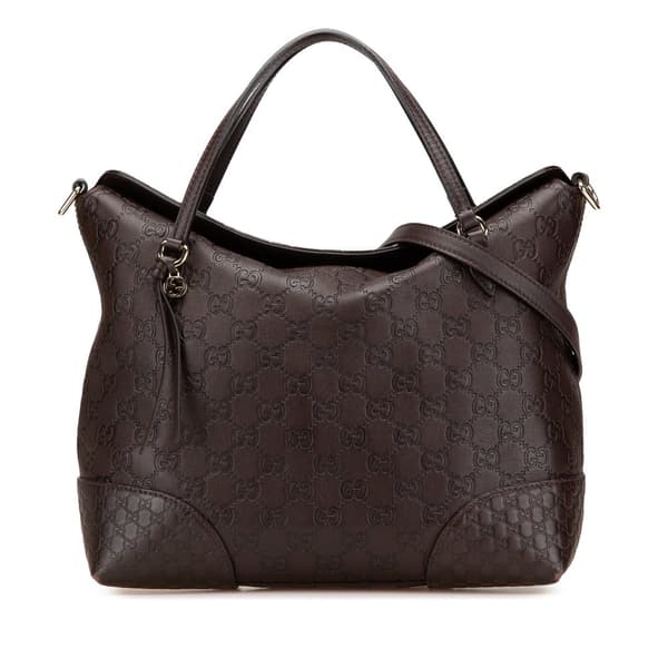 Pre-owned Gucci Medium Guccissima Bree Fold Over Tote Brown