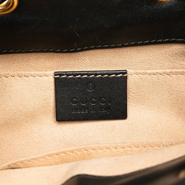 Pre-owned Gucci Small Suede Ophidia Bucket Black