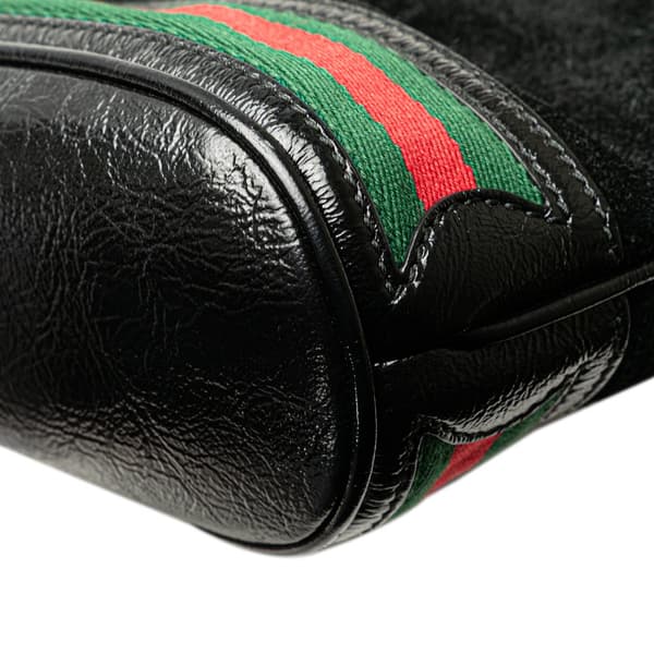 Pre-owned Gucci Small Suede Ophidia Bucket Black