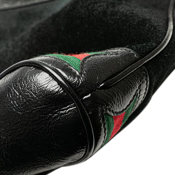 Pre-owned Gucci Small Suede Ophidia Bucket Black