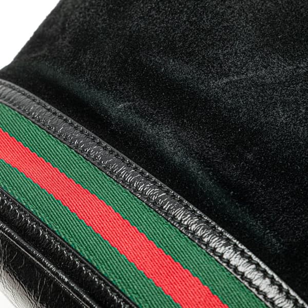 Pre-owned Gucci Small Suede Ophidia Bucket Black