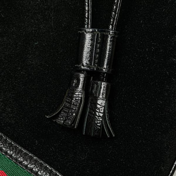 Pre-owned Gucci Small Suede Ophidia Bucket Black
